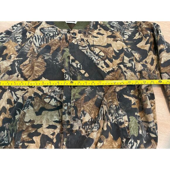 VTG 90s Jerzees Outdoors Mossy Oak Jacket Mens Large Break Up Camouflage Bomber - Picture 5 of 9